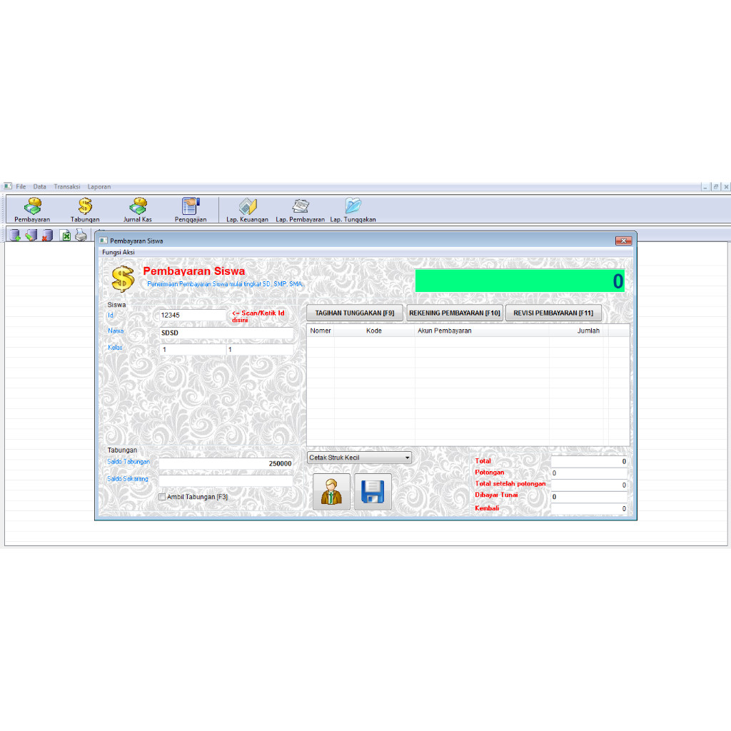 Software Pembayaran SPP keuangan sekolah & tabungan sekolah.