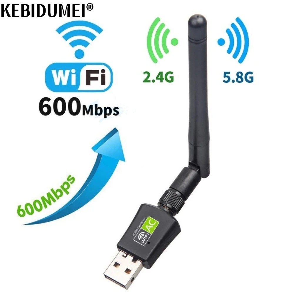 Dual Band USB wifi 600Mbps Adapter AC600 2.4GHz 5GHz WiFi with Antenna PC Mini Computer Network Card