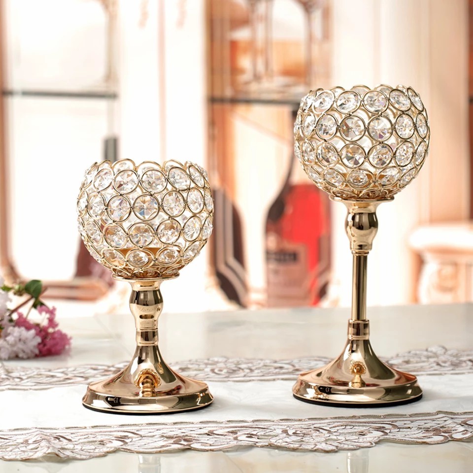 Satu Klik Aja - Tempat Lilin Kristal Crystal Ball Candle Holder Untuk Dekorasi Rumah