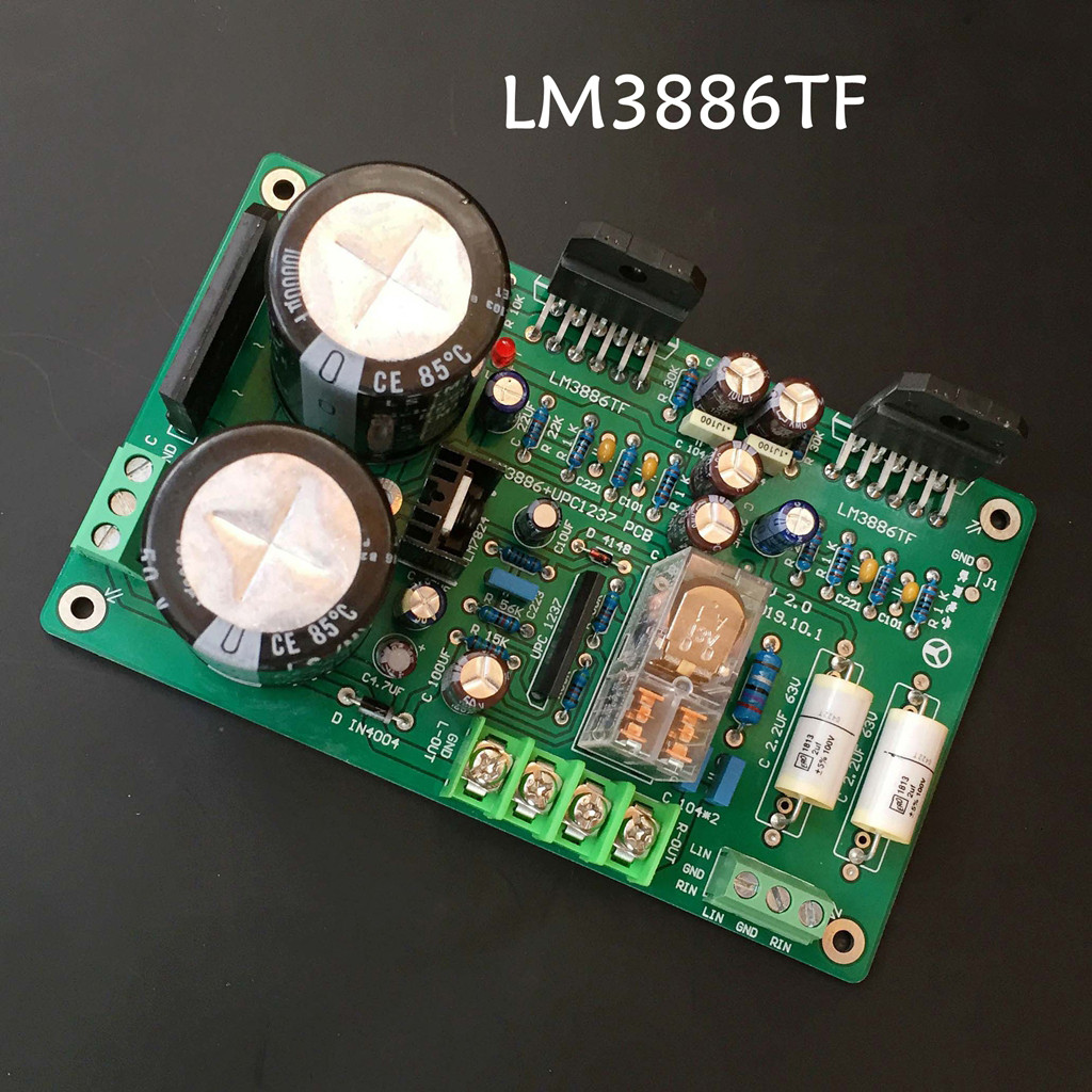 LM3886 power amplifier board with speaker protection