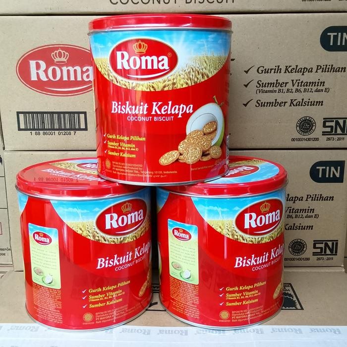 

Roma biskuit kelapa 450g dus isi 6 kaleng
