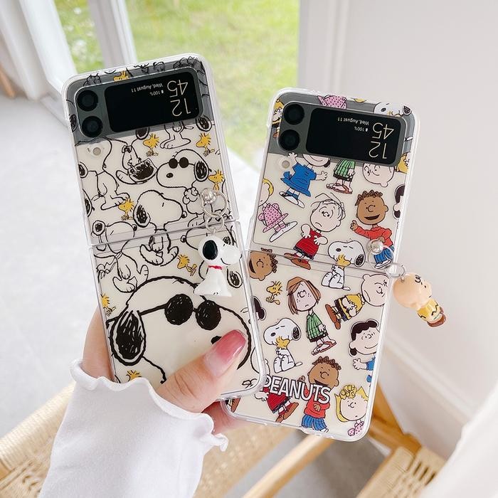 Genggam- Ready Snoopy Pendant Case Samsung Z Flip 3 5G Casing Z Flip3 Lucu - B
