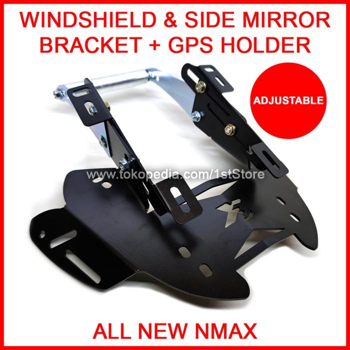 Bracket Windshield Spion + Gps All New Nmax 2020 2021 Breket Serpo X3