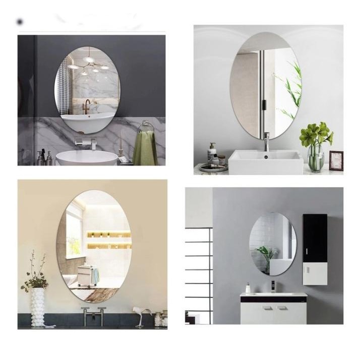 utamajaya- STIKER CERMIN OVAL 3D DINDING Kaca Wallpaper Mirror Stiker Cermin Oval