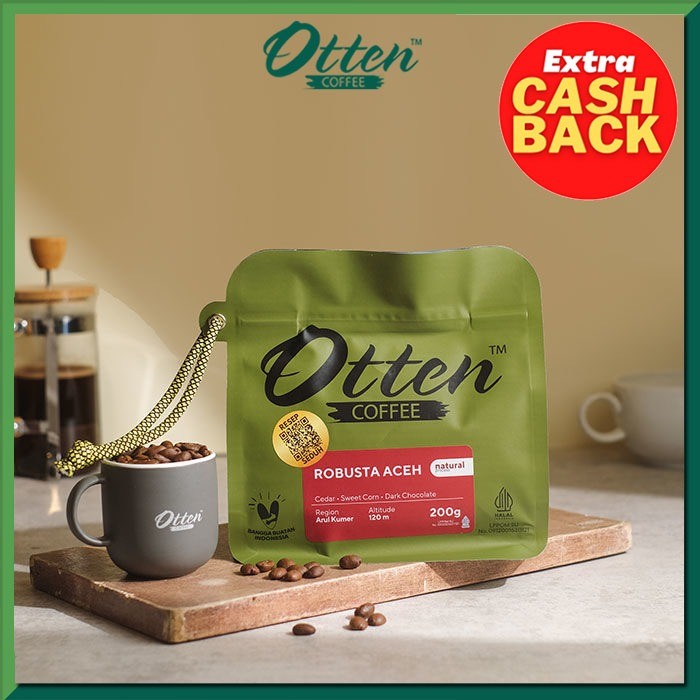 

Kopi Robusta Aceh Gayo 200g - Biji / Bubuk Kopi Otten Coffee