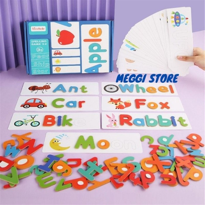 

BURUAN,.!! SPELLING GAME WOODEN A - Z MAINAN EDUKASI ALPHABET PAIRED GAME APPLE