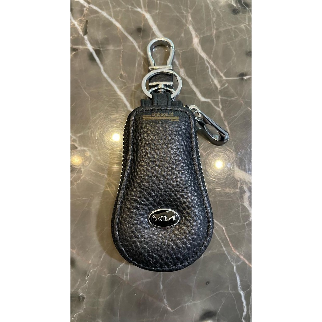 PREMIUM Dompet Gantungan Kunci Kulit STNK Mobil Motor Logo KIA Import