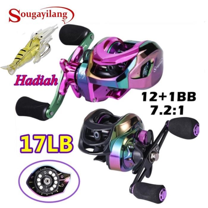 Sougayilang Reel Pancing 17LB 8kg Casting Reel 7.2:1 Reel Bc 12+1BB Gulungan Pancing Casting Joran