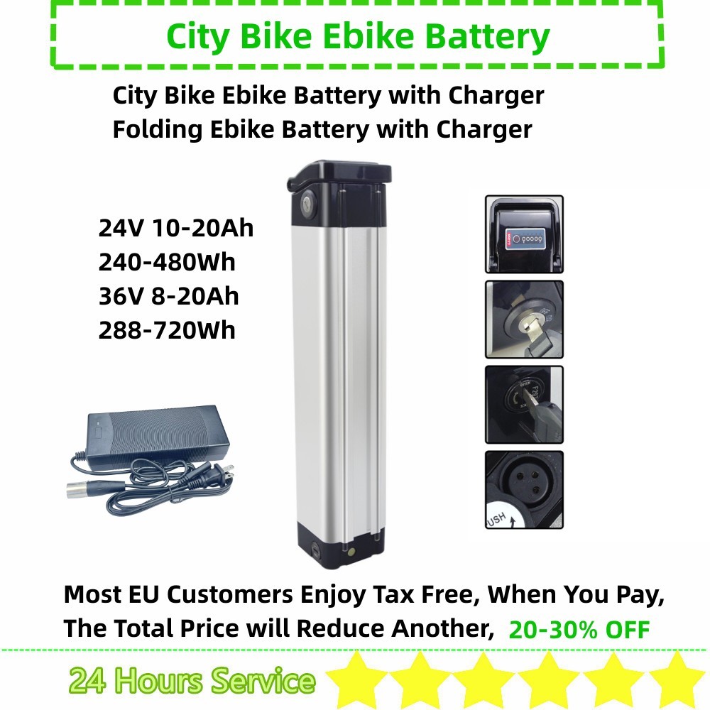 Folding City Bike Ebike Battery Silver Fish 24V 10Ah 10.4Ah 13Ah 15Ah 36V 10Ah 15Ah 16Ah for X-Treme