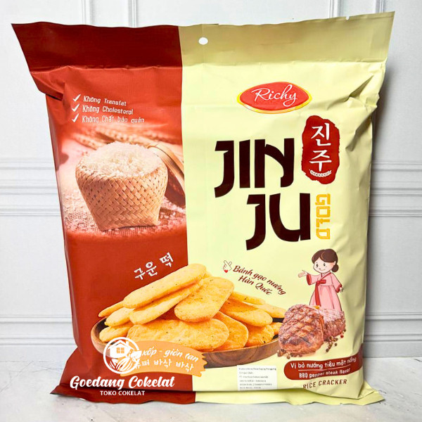 

Richy JINJU JIN JU Rice Crackers Krekers Beras Rasa Pink Sea Salt BBQ Pepper Steak Honey Madu 134.4g