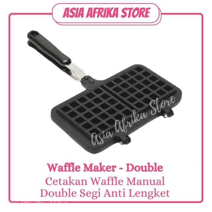 PANCI CETAKAN BELGIAN WAFFLE MAKER DOUBLE PAN KOMPOR ANTI LENGKET