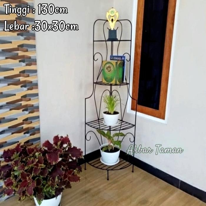 SR Rak Standing Pot Bunga Besi Sudut Ruangan / Rak Sudut Multifungsi