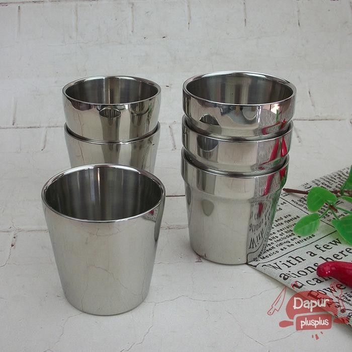 JTTOP" GELAS KOREA STAINLESS STEEL GELAS KOPI / TEH / BEER ANTI PANAS 200ML