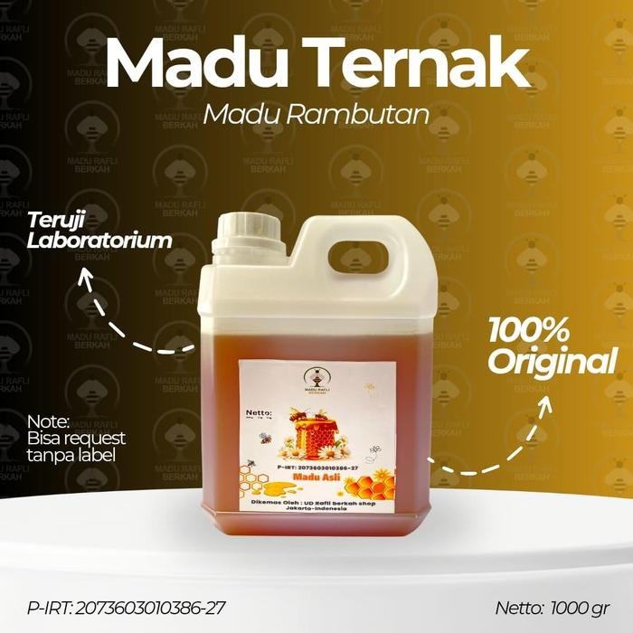 

Madu Asli, Nektar Bunga Rambutan. Netto 1000 Gr