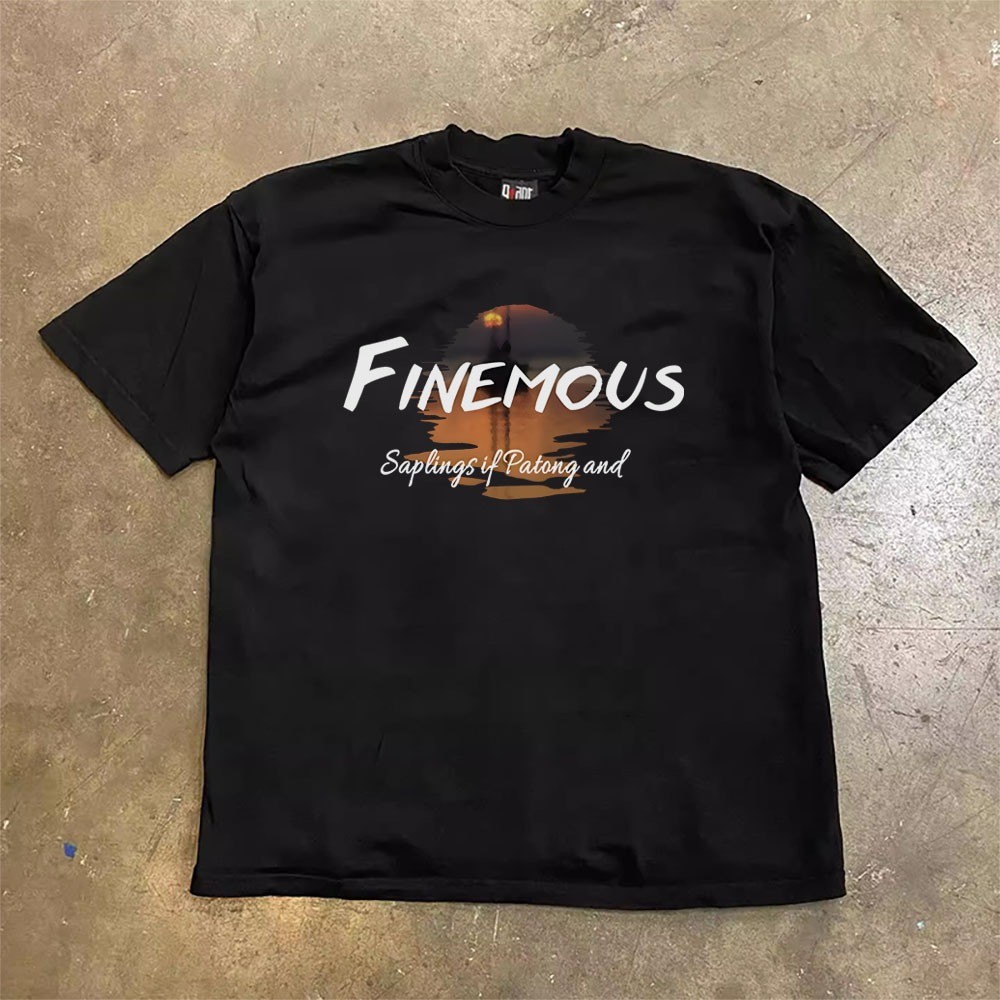 JJ.STORE Finemous Matahari terbenam pencetakan Amerika Retro baju atasan wanita terbaru kekinian kao