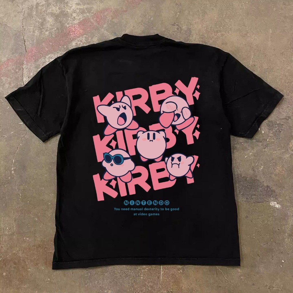 JJ.STORE Korea Style T-shirt Oversize Pink Kirbyn | Kaos Wanita Hitam | Kaos pria dan wanita Cotton 