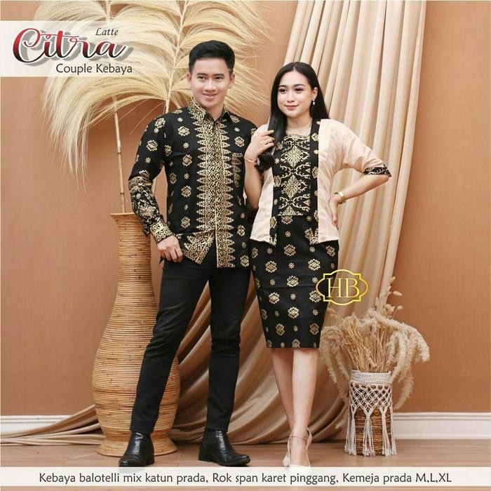 Cod- Batik Couple Pasangan Baju Kapel Pasangan Terbaru Baju Kapelan Suami Istri Kebaya Batik Couple