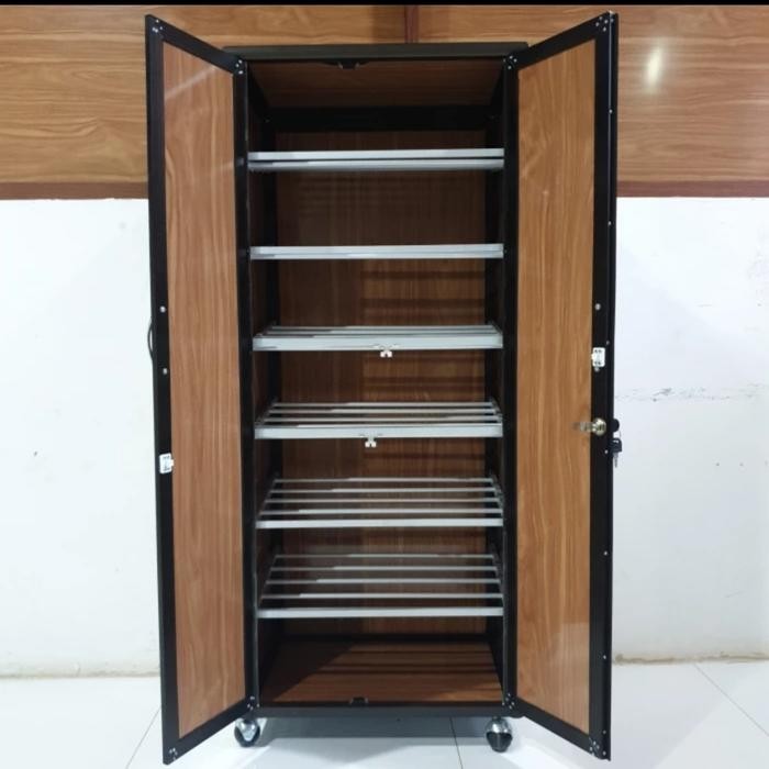 ACP LEMARI SEPATU 54X38X128 CM ALUMINIUM COKLAT RAK 7 SUSUN TANPA KACA