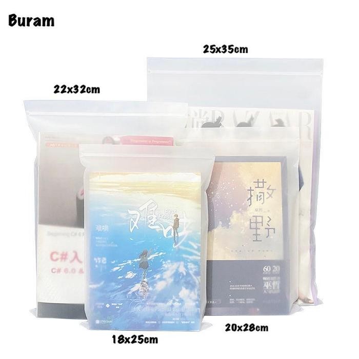 BERKUALITAS Kantong Pelindung Buku Novel Komik 22x32cm Plastik Klip Ziplock Clip