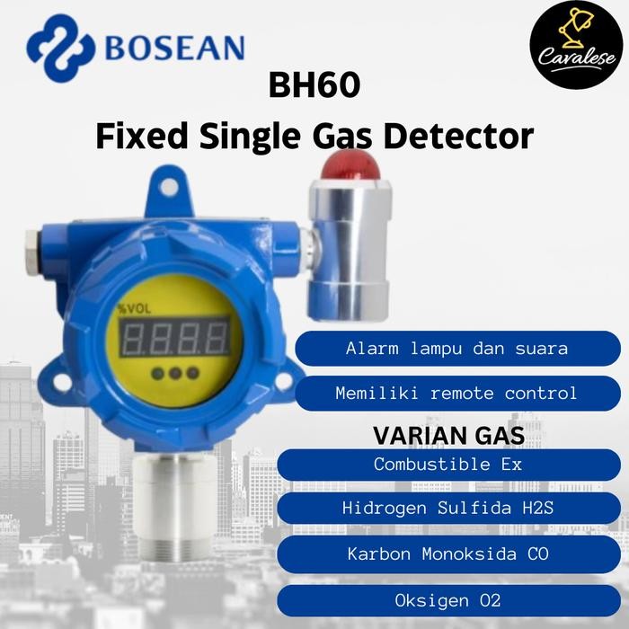 Bosean Fixed Gas Detector Oksigen/Karbon Monoksida/Hidrogen Sulfida O2/Co/H2S Bh-60