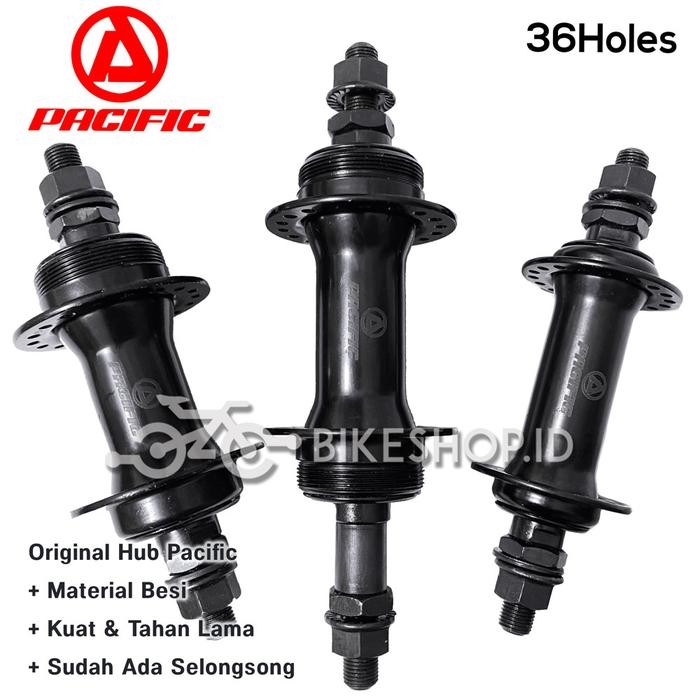 Hub Bos Bos Pacific 36 Lubang Pacific Depan Belakang Hitam 36H Sepeda High Quality