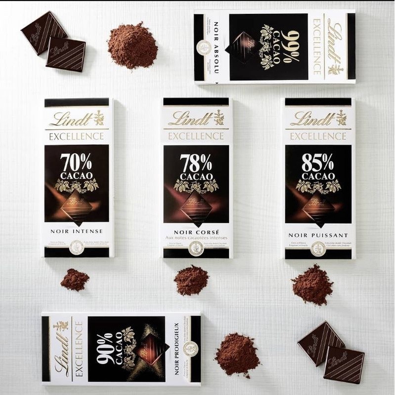 

Lindt Excellence Dark Chocolate Coklat Hitam Mint Intense Orange Sea Salt Extra Creamy Milk