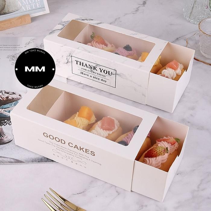 HK11- 10Pcs Box Donut Kotak Dus Kue Roll Cake Donut Roti Box Bolu Gulung