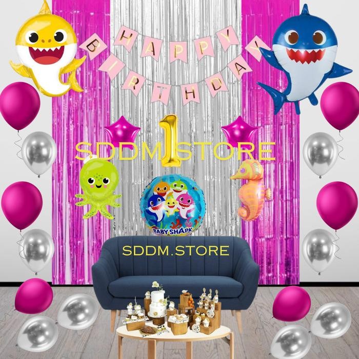 Gala Galore Set Balon Foil Ulang Tahun Baby Shark Untuk Bayi