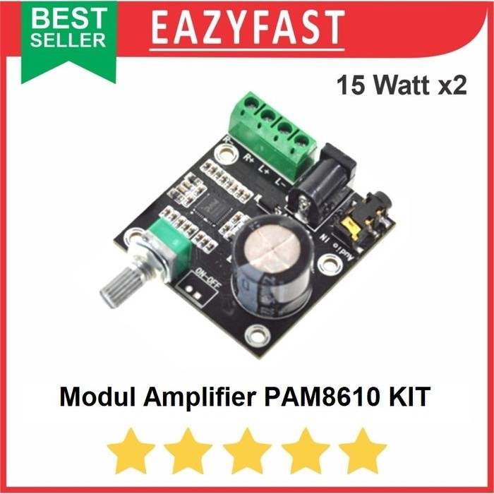 Mantap- Kit Modul Ampli Mini 15W PAM8610 Amplifier HiFi Stereo PAM 8610 Volume