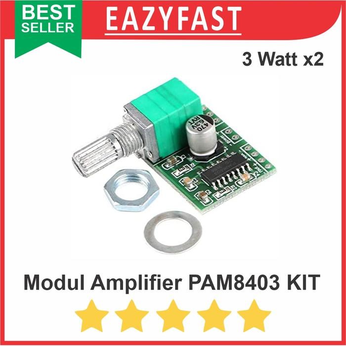 Mantap- Kit Modul Ampli Mini 3W PAM8403 Amplifier HiFi Stereo PAM 8403 Volume