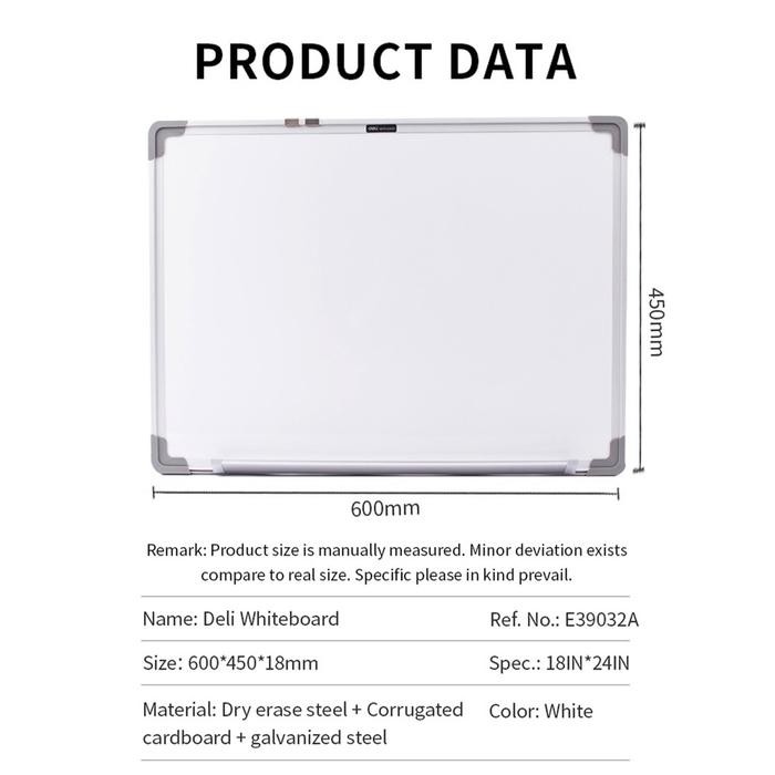 

Ready- Deli Whiteboard Papan Tulis Putih Magnetik Ukuran 45 X 60 Cm Kokoh Cocok Untuk Kantor E39032A