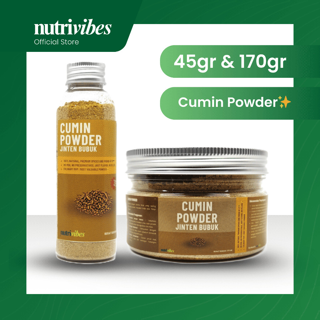 

Jinten Bubuk / Cumin Powder (Home Chef Edition 45gr & 170gr) - Nutrivibes