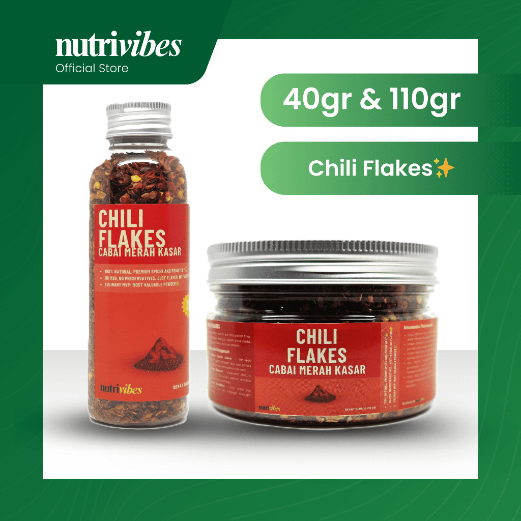 

Cabe Cabai Kering Kasar / Chili Flakes (Home Chef Edition 40gr & 110gr) - Nutrivibes