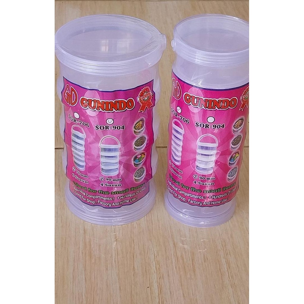 TOPLES RANTANG TABUNG PLASTIK SUSUN MINI ISI 4 TRANSPARAN