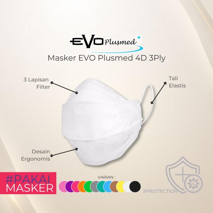 Masker Medis Evo Plusmed 4D 3Ply Isi 25 Pcs - Variant