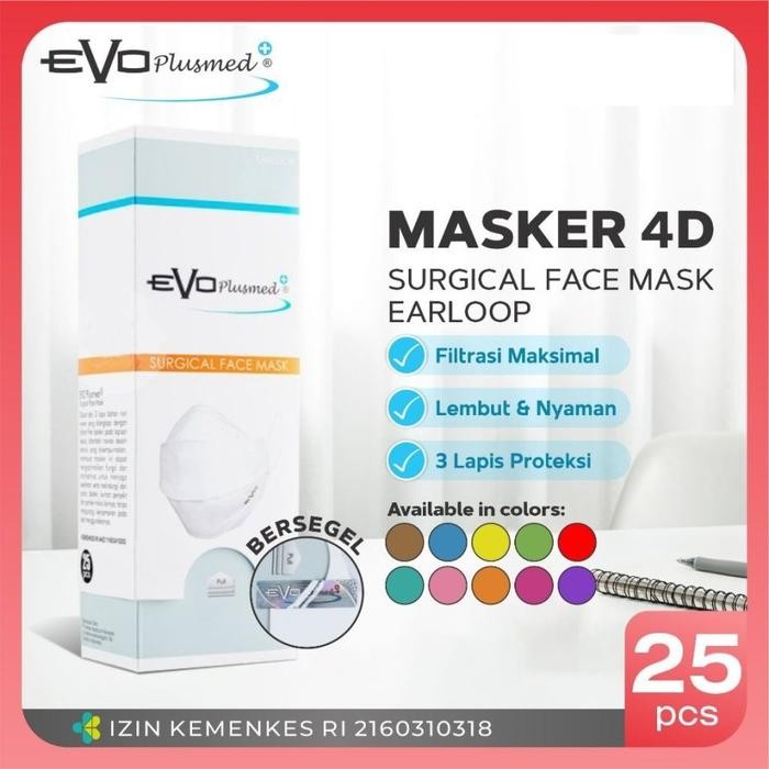 Masker Evo Plusmed 4D Surgical Face Mask isi 25