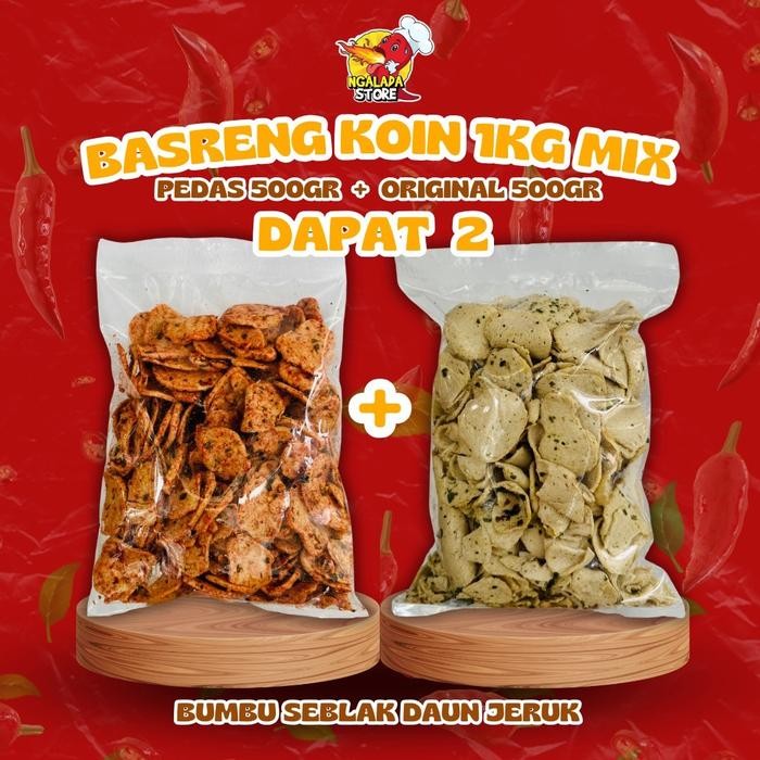 

BASRENG KOIN BUMBU SEBLAK DAUN JERUK 1KG MIX PEDAS 500GR + ORIGINAL 500GR