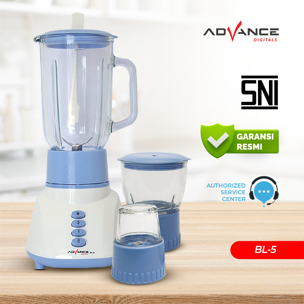 Advance 1.5 L Blender Buah Kaca 6 Pisau Juicer Blender Jus 3 in 1 Mesin Blender Smoothies 5 Gigi