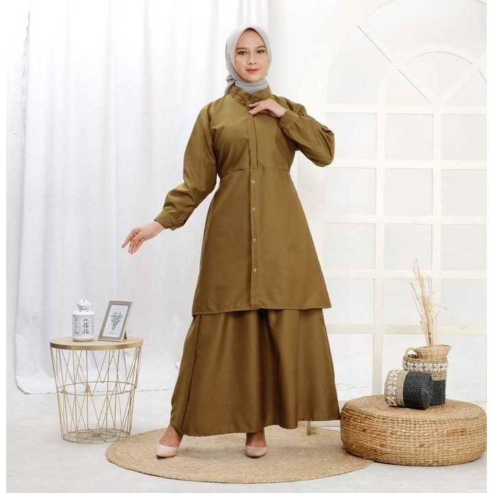 SIAPKIRIM BAJU SERAGAM PEMDA GURU / PNS WANITA BAHAN TOYOBO WARNA KHAKI Panjang Setelan Kerja READY