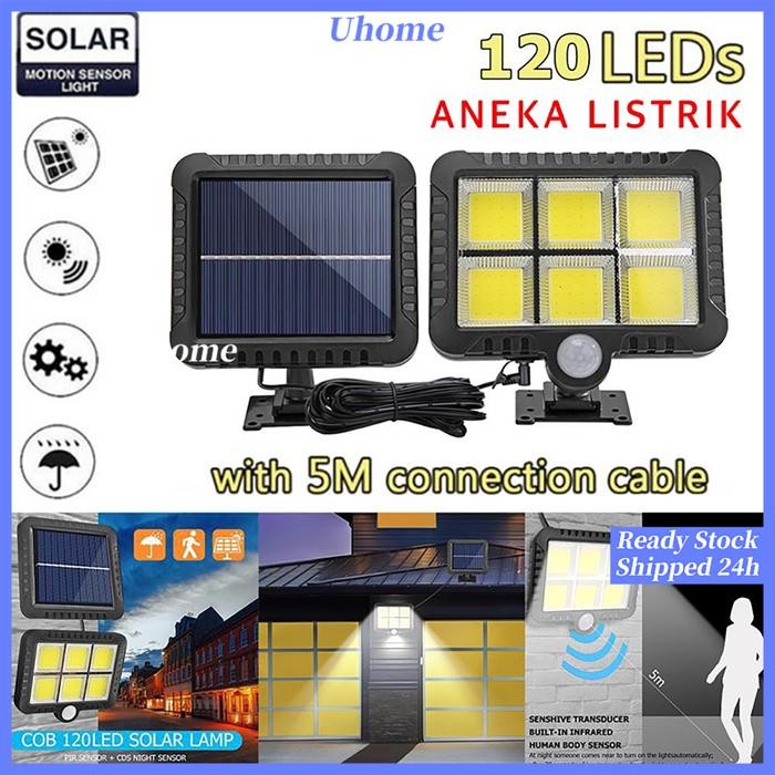 Siap Stok CodUh 100/ 160Cob Solar (5M Cable) Solar Motion Sensor Split Light Outdoor Waterproof