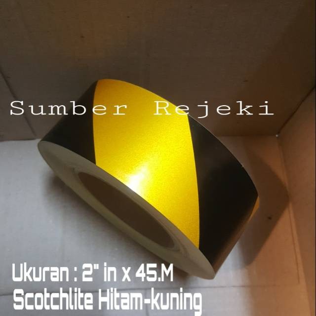 

Scotchlite Reflective Hitam-Kuning KOREA Ukuran 48mm x 45M Lakban Nyalah Stiker