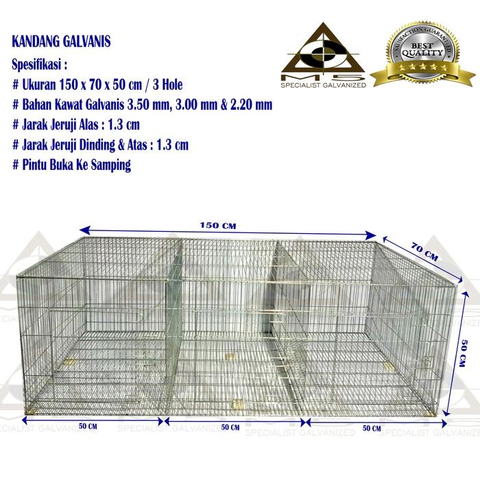 Kandang Kelinci Galvanis - Breeding ( 150.70.50/3Hole )