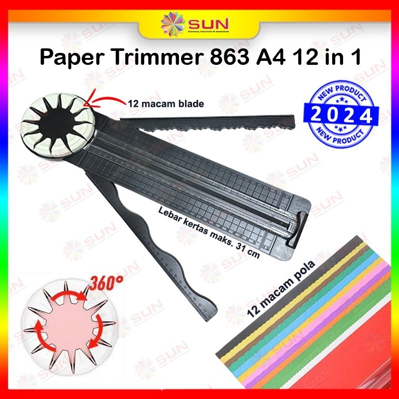 

Alat Potong Kertas 4 in 1 A4/A3 Vertikal 30 cm /12 in 1 863 A4 - SUN Cutting Pro 00/02/CP-01A4 Paper