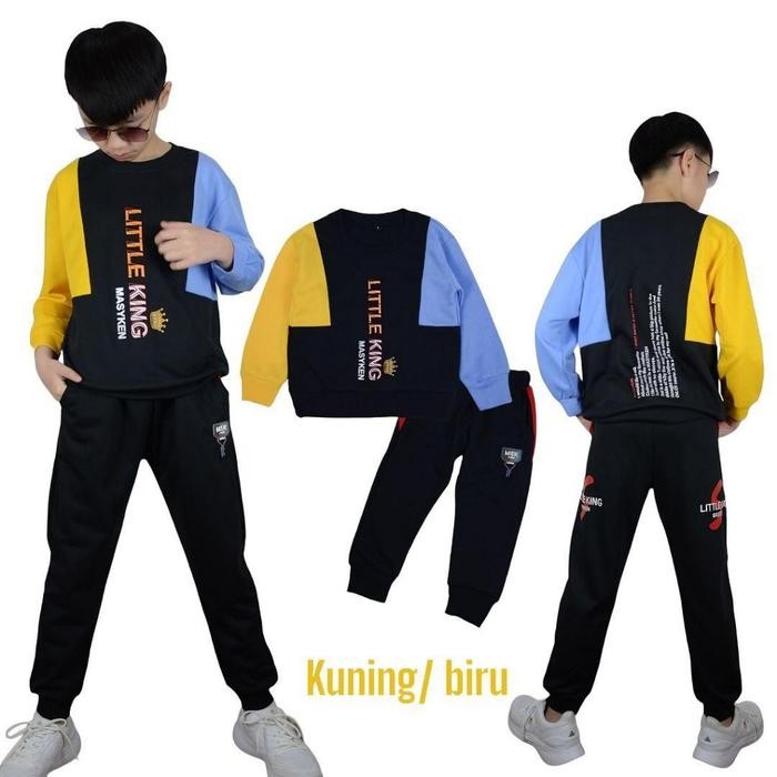 KidFlash- Masyken Little King - Setelan Anak Laki-Laki - Usia 1-11 Tahun Bahan Babytery Premium