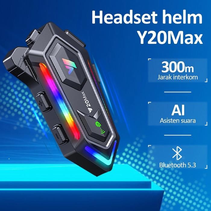 SendToday- Bonkyo Y20Max Walkie Talkie Headset Bluetooth Helm Sepeda Motor Ht