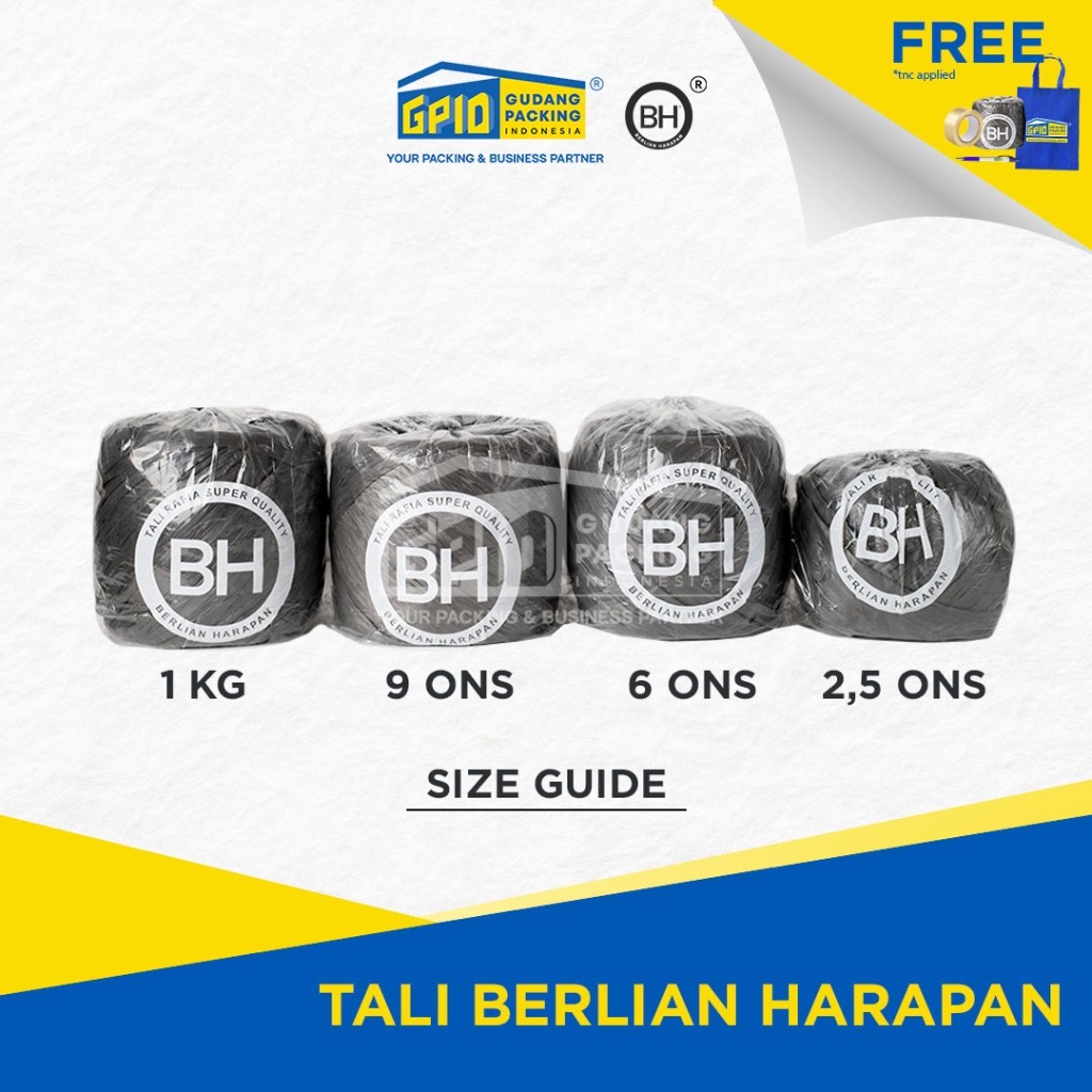 (/) BH - Tali Rafia 1 Kg (Hitam / Putih / Warna)