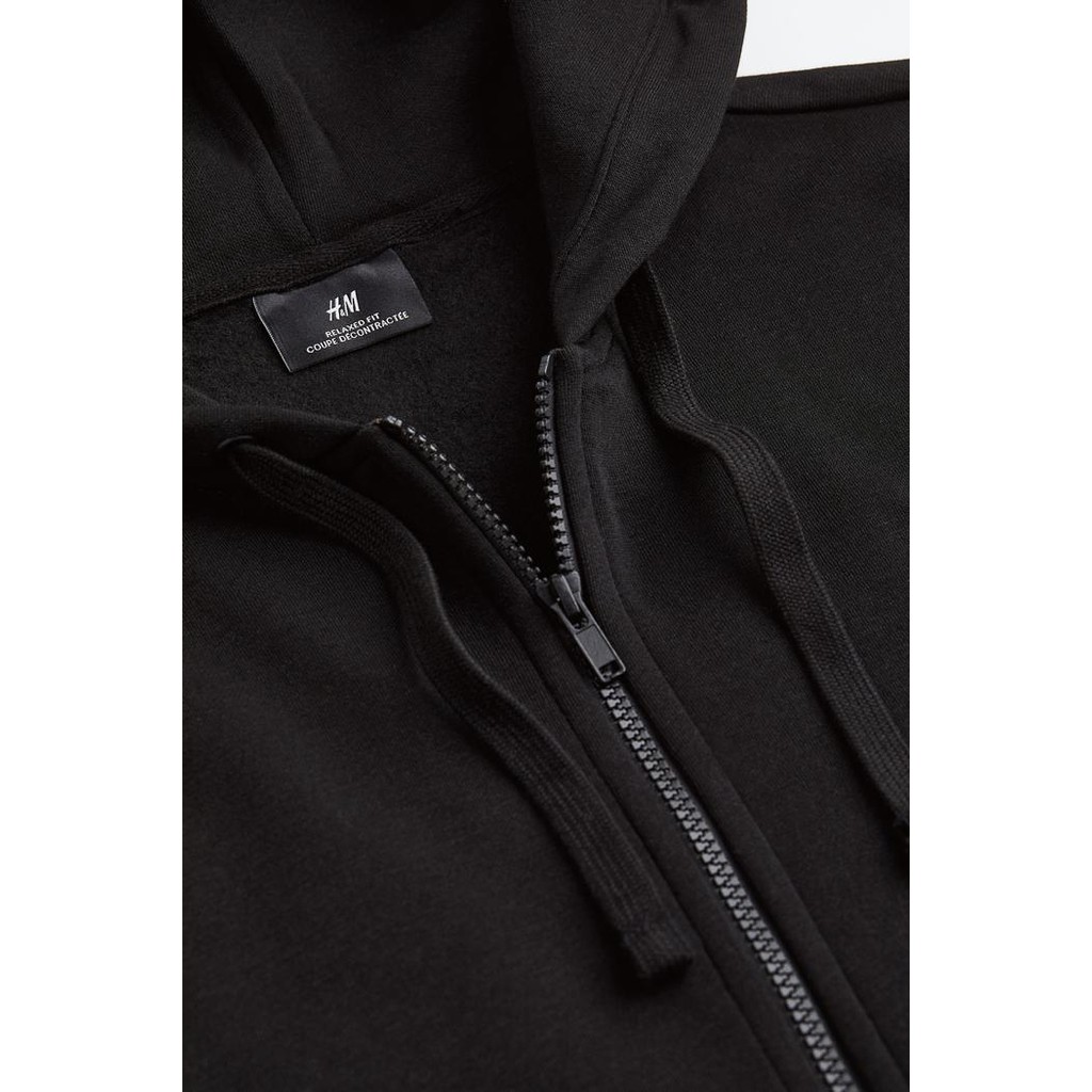 H&M Relaxed Fit Zip Through Hoodie - Black