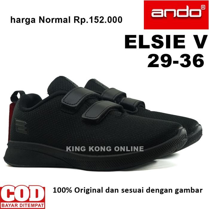 ShoesKids- Sepatu Sekolah Anak Hitam Laki Laki Perempuan Paud Tk Sd Ando Elsie Full Black -