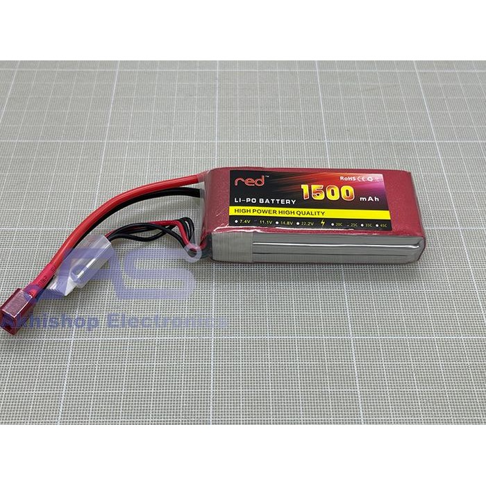 Red Lipo Battrey 1500Mah 3S 25C T Plug
