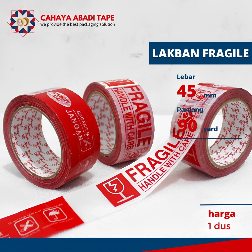 

LAKBAN FRAGILE MIX 45MM X 90YARD PER DUS ISI 72PCS